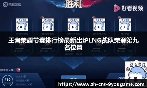 王者荣耀节奏排行榜最新出炉LNG战队荣登第九名位置